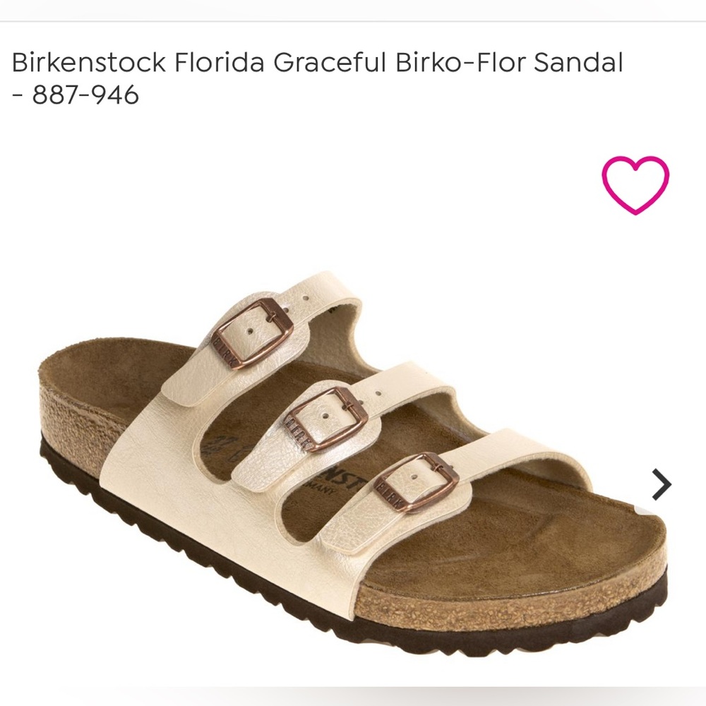New Birkenstock Florida Triple-Strap Sandal shimmer pearl size 39 (8-8.5 women)